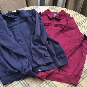 John Blair Men's Vintage Navy Burgundy/Maroon Lightweight Jackets Two 2 Size XL